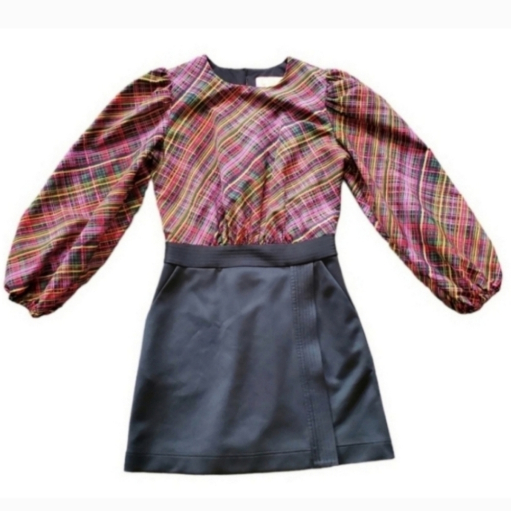 NEW LDT Orange Ivonne Pink Plaid Purple Green Mini Dress - Picture 2 of 11